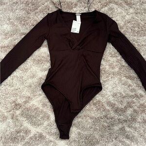 Women’s H&M Brown Long Sleeve One Piece Body Suit